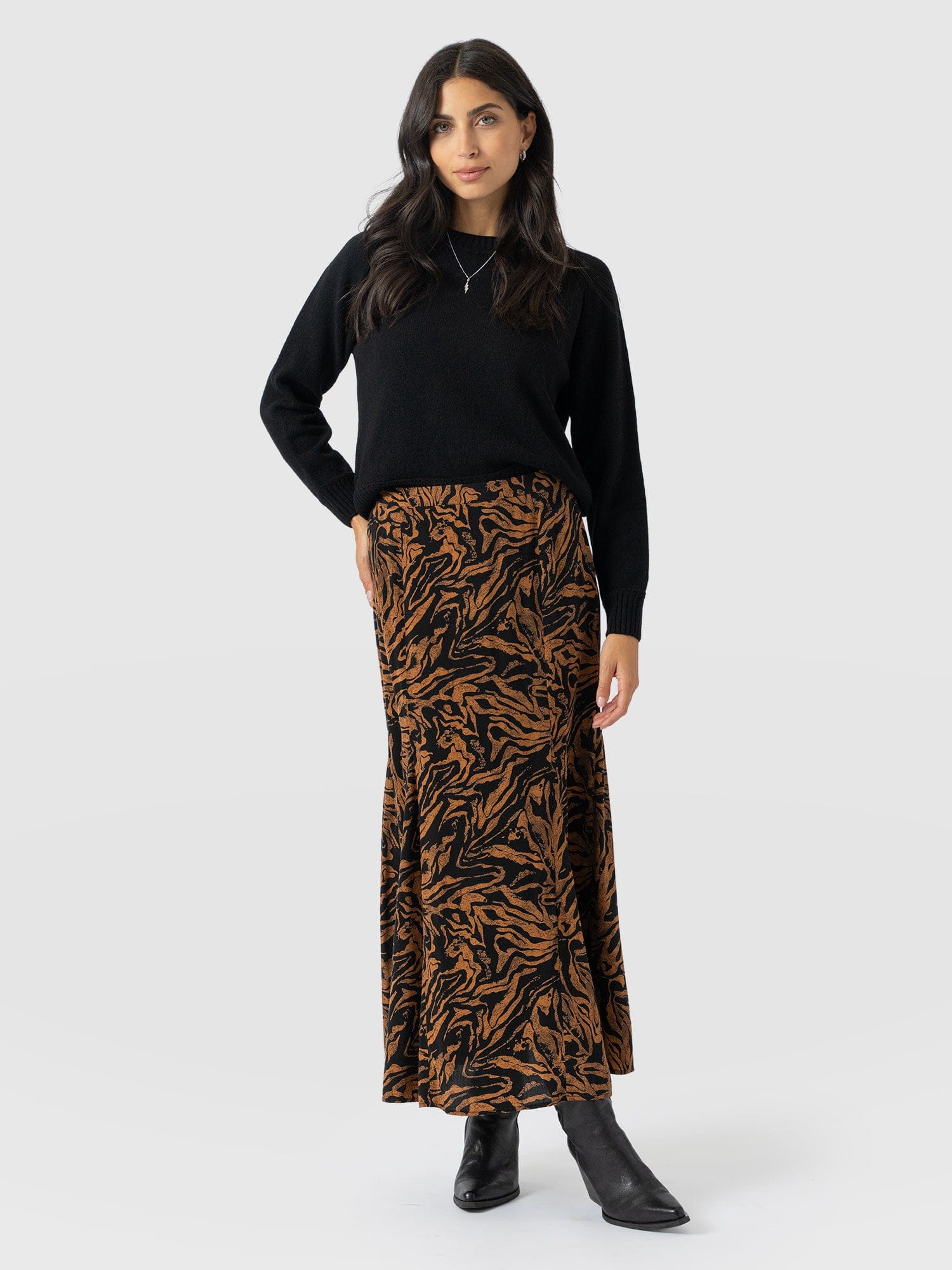 Audrey Skirt - Brown Zebra - Women's Skirts | Saint + Sofia® UK